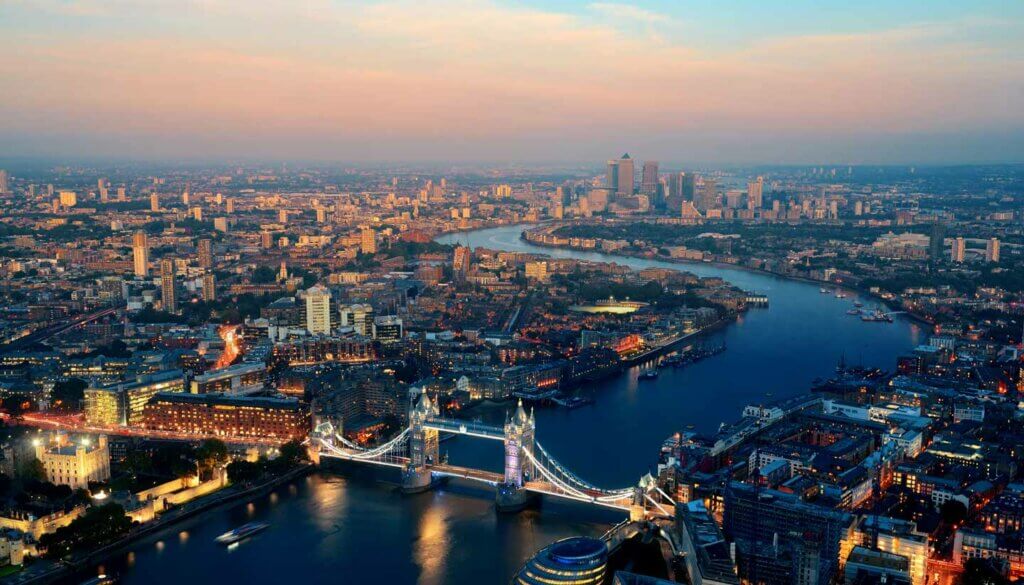 View from the sky of London at sunset - Undergraduate Entry Requirements