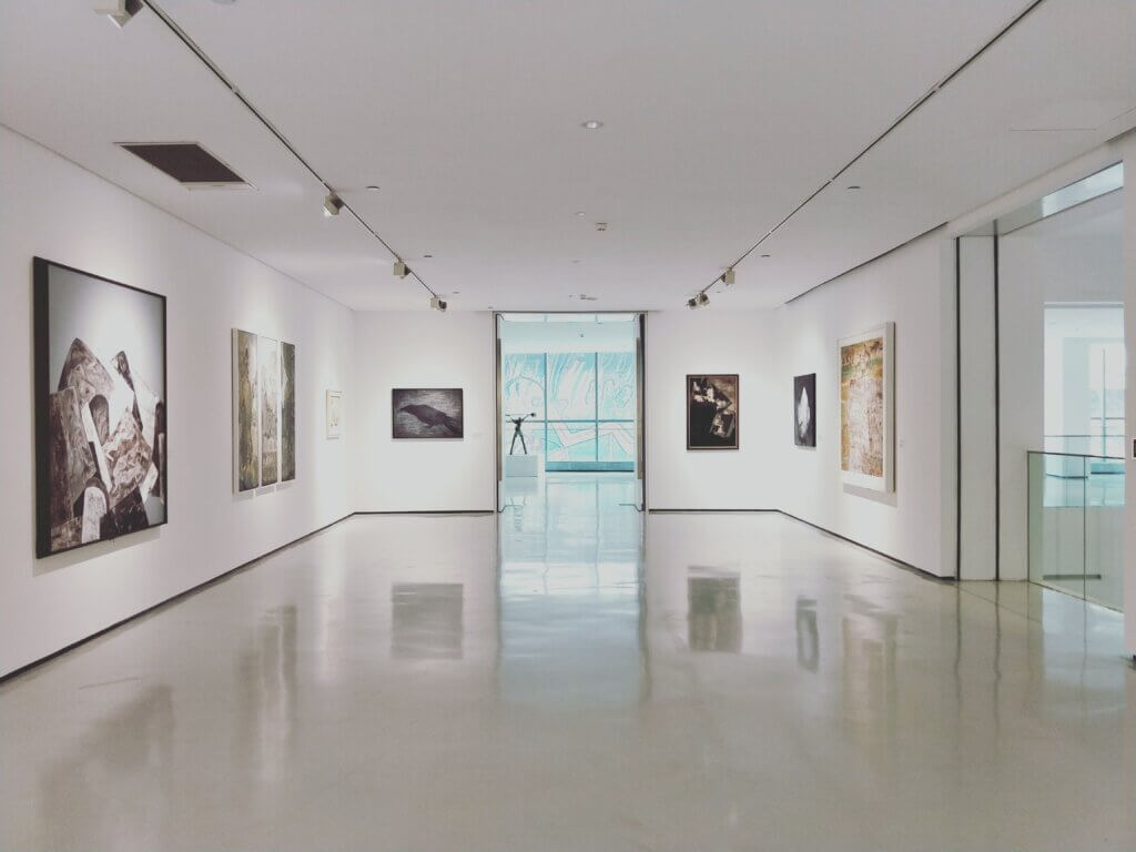 Art gallery in a white building