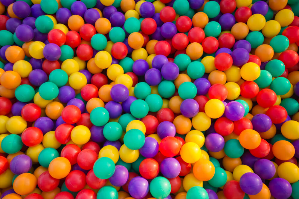 multi-coloured playing balls for a ball pit