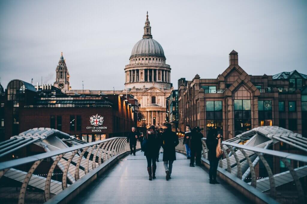 View of St Paul's cathedral from the Millennium Bridge