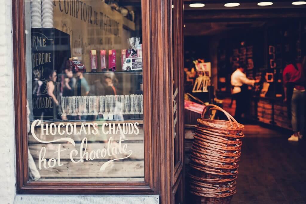Traditional Chocolate Shop Window Display in London