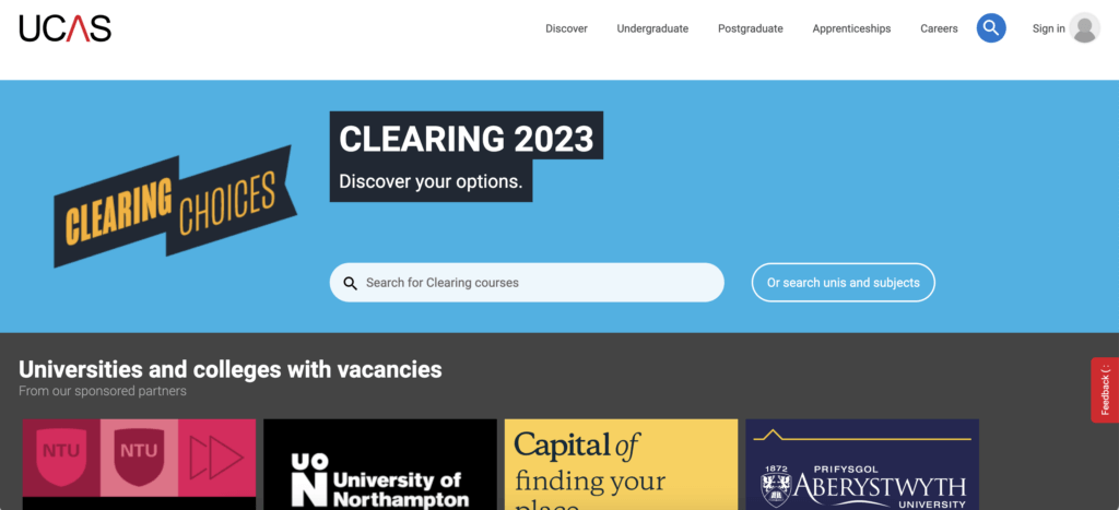 Clearing on UCAS 2023