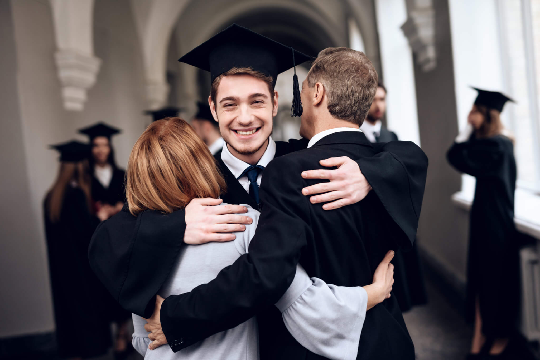 Graduate staying connected with family