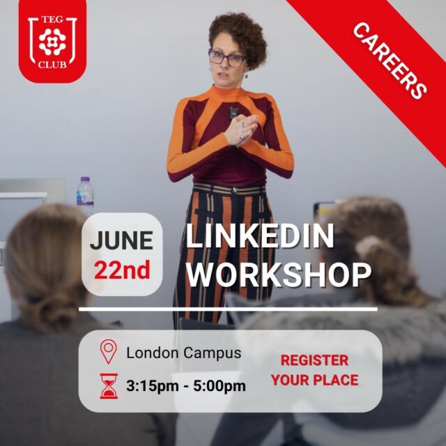 Get ready to supercharge your professional presence and stand out from the crowd! 💯💥

Join us on Thursday, 22nd of June, for a FREE workshop dedicated to unlocking the full potential of your LinkedIn profile. 💪

Our incredible LinkedIn trainer, Sarah Clay, will unveil the secrets to skyrocketing your profile's impact.🚀

Save your space now! Link in bio.🔗
.
.
.
.
#linkedintraining #linkedintips #career #studentcareer #tegclublondon